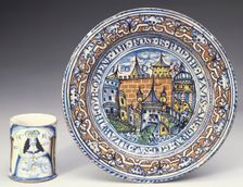 Tin-glazed Delftware plate, 1600. Creator: Unknown