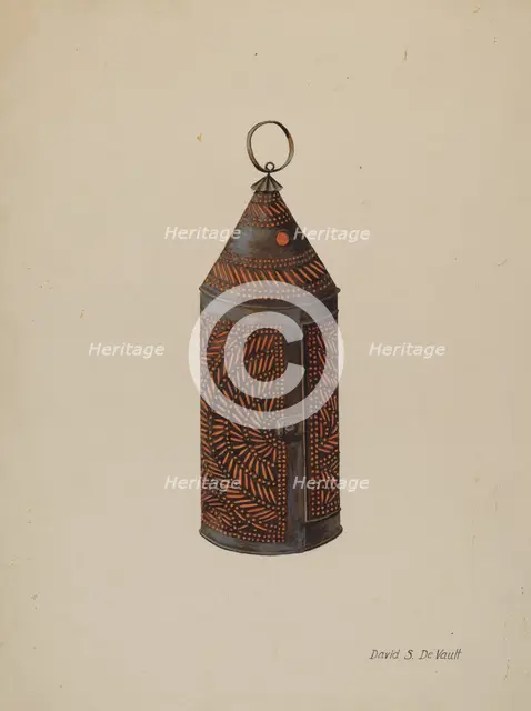 Tin Lantern, c. 1941. Creator: David S De Vault.