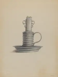 Tin Lard Lamp, 1935/1942. Creator: Franklin C. Moyan