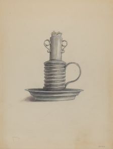 Tin Lard Lamp, 1935/1942. Creator: Franklin C. Moyan