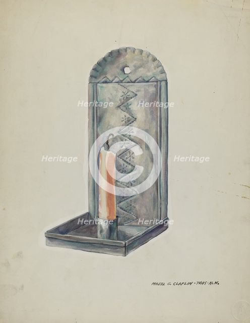 Tin Sconce, 1935/1942. Creator: Majel G. Claflin.