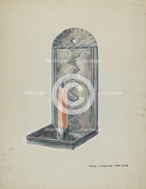 Tin Sconce, 1935/1942. Creator: Majel G. Claflin.