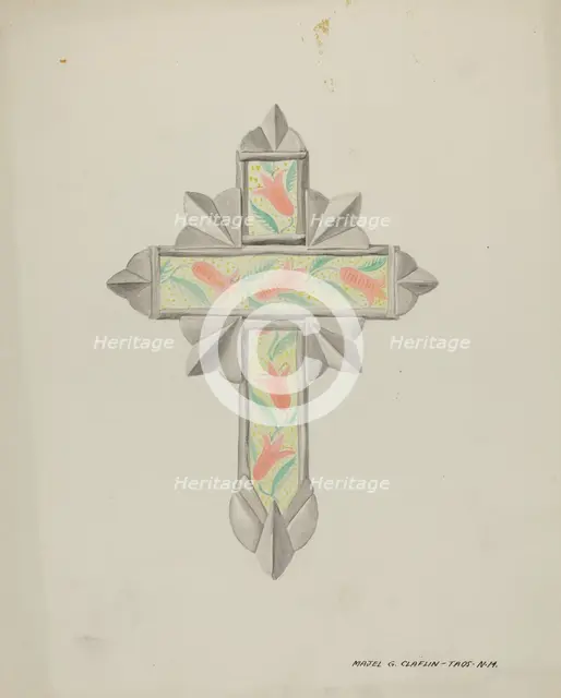 Tin & Wall Paper Cross, c. 1937. Creator: Majel G. Claflin.