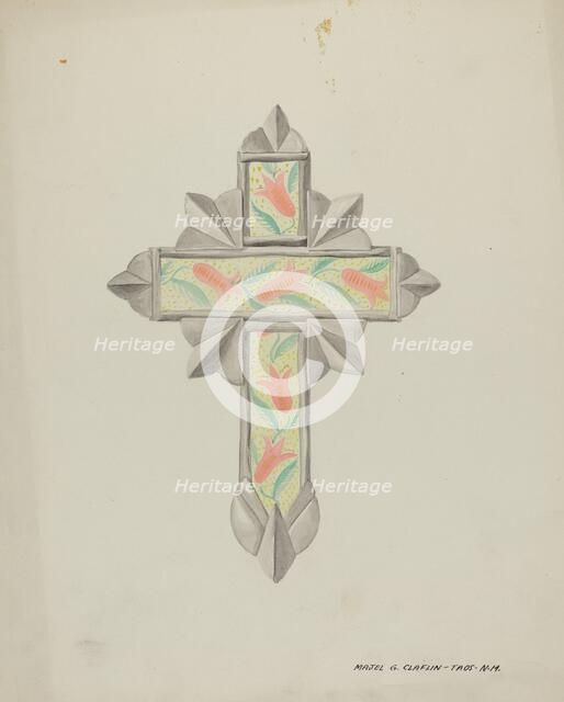 Tin & Wall Paper Cross, c. 1937. Creator: Majel G. Claflin.