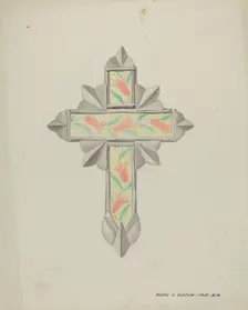Tin & Wall Paper Cross, c. 1937. Creator: Majel G. Claflin