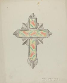 Tin & Wall Paper Cross, c. 1937. Creator: Majel G. Claflin