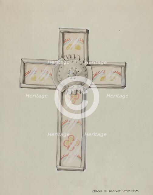 Tin & Wall Paper Cross, c. 1937. Creator: Majel G. Claflin.