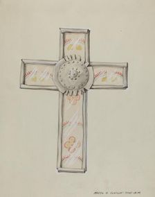 Tin & Wall Paper Cross, c. 1937. Creator: Majel G. Claflin