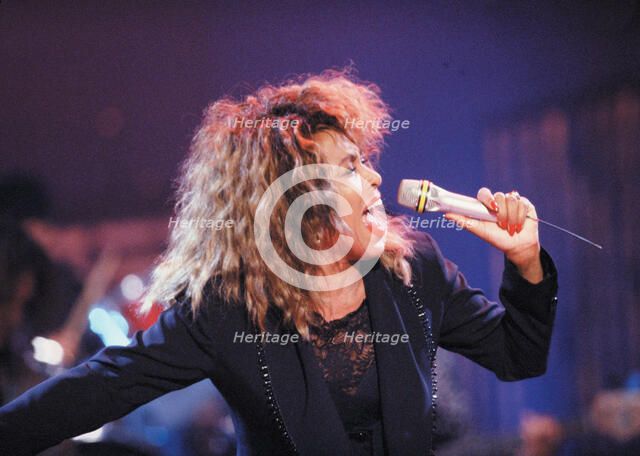 Tina Turner, American singer, photo in a performance in Madrid in 1990.