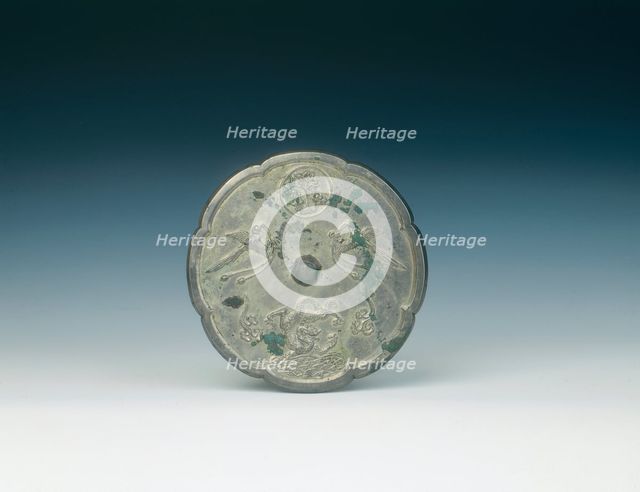 Tinned bronze marriage mirror, Tang dynasty, China, 618-907. Creator: Unknown.