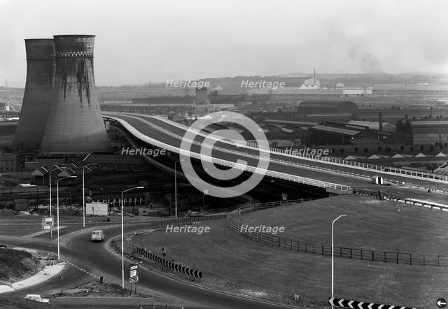Tinsley Viaduct on the M1 after completion, Sheffield, South Yorkshire, 1968.  Creator: Michael Walters.