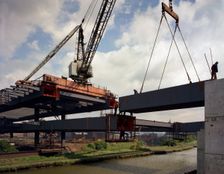 Tinsley Viaduct under construction, Meadowhall, near Sheffield, South Yorkshire, 1967. Artist: Michael Walters
