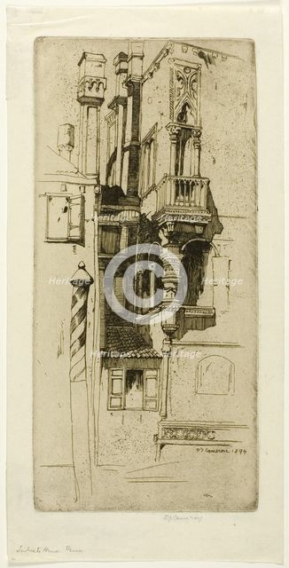 Tintoret's House, plate six from the North Italian Set, 1894. Creator: David Young Cameron.