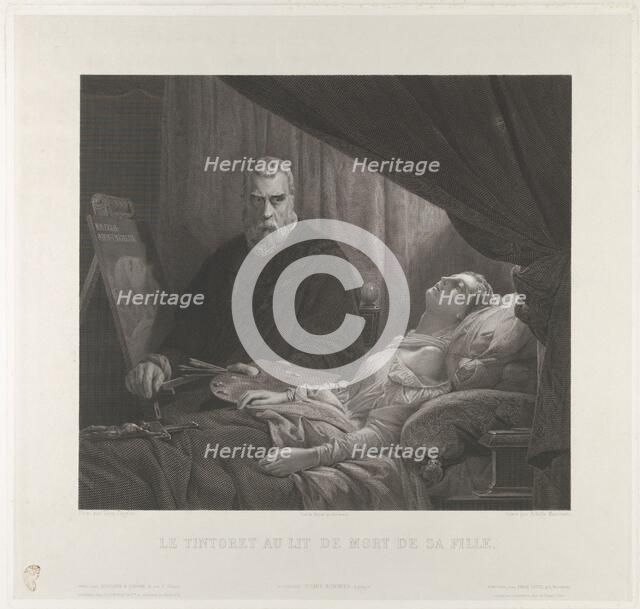 Tintoretto at His Daughter's Deathbed, after 1843. Creator: Achille-Louis Martinet.