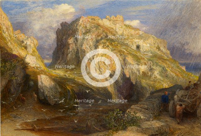 Tintagel Castle: Approaching Rain, 1848-1849. Artist: Samuel Palmer.