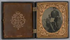 Tintype of two men wearing suits, 1855-1860s. Creator: Unknown