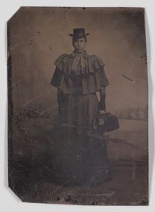 Tintype of a woman carrying a medical bag,1890s. Creator: Unknown