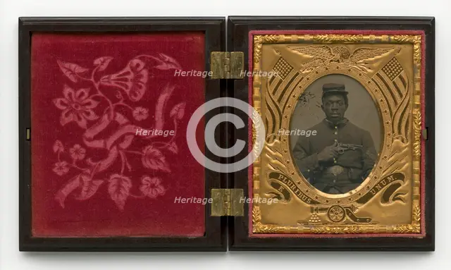 Tintype of an African-American Civil War soldier, 1861 - 1865. Creator: Unknown.