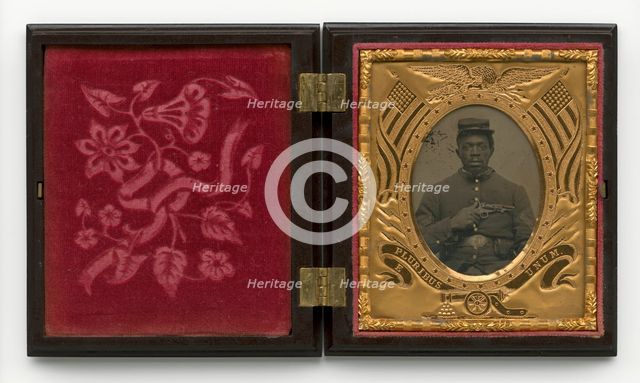 Tintype of an African-American Civil War soldier, 1861 - 1865. Creator: Unknown.