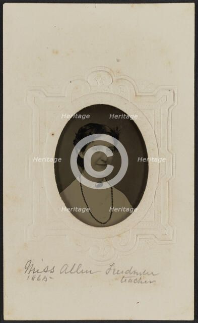 Tintype portrait of Miss Allen, 1865. Creator: Unknown.