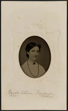 Tintype portrait of Miss Allen, 1865. Creator: Unknown