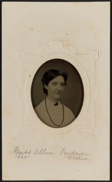Tintype portrait of Miss Allen, 1865. Creator: Unknown