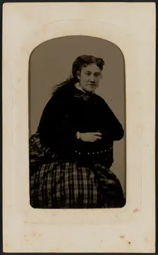 Tintype portrait of Mrs. Annie Cox, ca. 1865. Creator: Hall's Tintype & Ferrotype Gallery