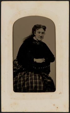Tintype portrait of Mrs. Annie Cox, ca. 1865. Creator: Hall's Tintype & Ferrotype Gallery