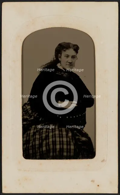 Tintype portrait of Mrs. Annie Cox, ca. 1865. Creator: Hall's Tintype & Ferrotype Gallery.
