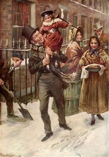 Tiny Tim and his Father c1900. Creator: Harold Copping