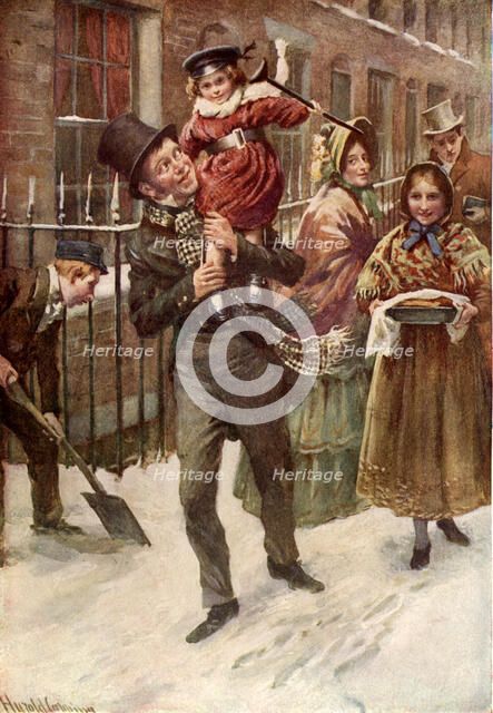 'Tiny Tim and his Father', c1900.  Creator: Harold Copping.