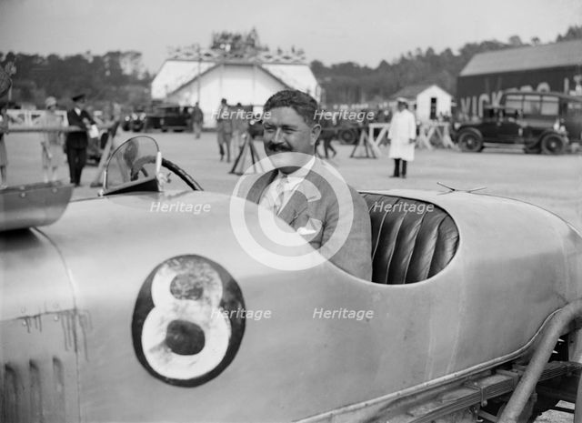 Tiny Scholefield with his Buick at a Surbiton Motor Club race meeting, Brooklands, Surrey, 1928. Artist: Bill Brunell.