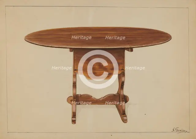 Tip Table (Hutch), c. 1936. Creator: Nicholas Gorid.