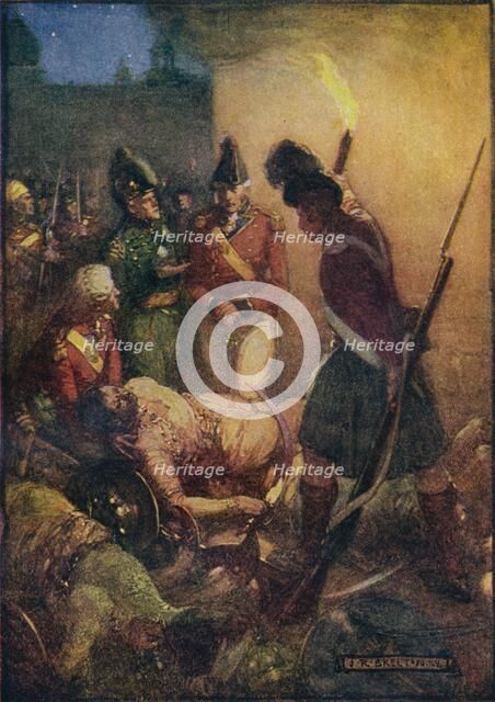 'Tippoo Sultan's Body Was Found Buried Beneath Those Of His Followers', 1908, (c1920).  Artist: Joseph Ratcliffe Skelton.