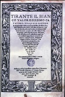 Tirant lo Blanc by Bernat Martorell, cover of the edition in Italian language, printed in Venice…