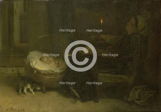 Tired Out (Mother Watched), 1869. Creator: Jacob Henricus Maris.