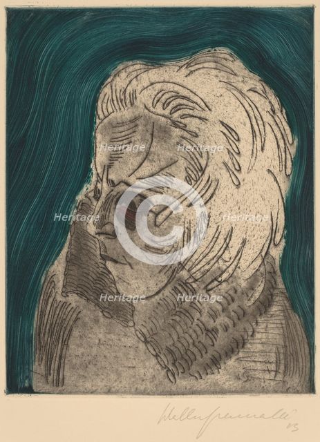 Tired Woman, Sonia Gramatté (Müder Mädchenkopf, Sonia Gramatté), 1923. Creator: Walter Gramatté.