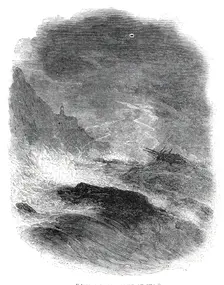 "Tis a Wild Night at Sea", 1860. Creator: Dalziel Brothers