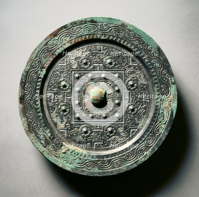 TLV Mirror with Four Spirits and Companions, 1st century BC-1st century AD. Creator: Unknown.