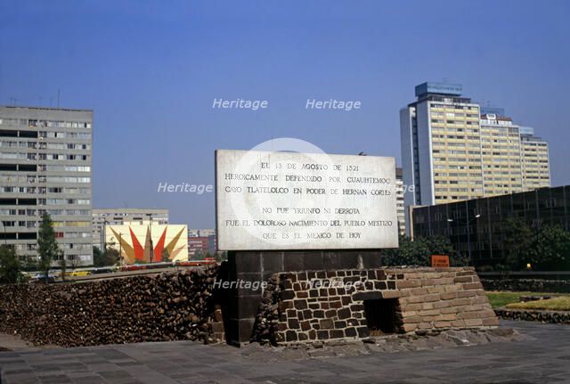 Tlatelolco Ruins, ancient Aztec city, located on the shores of Lake Texcoco now desiccated, in 15…
