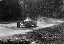TP Cholmondeley-Tapper's Bugatti Type 37A leading a Frazer-Nash TT replica at Donington Park, 1930s. Artist: Bill Brunell