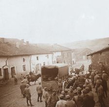 Truck and heavy artillery, Genicourt, northern France, c1914-c1918