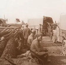 Trucks on the Voie Sacrée, Verdun, northern France, c1914-c1918