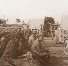 Trucks on the Voie Sacrée, Verdun, northern France, c1914-c1918