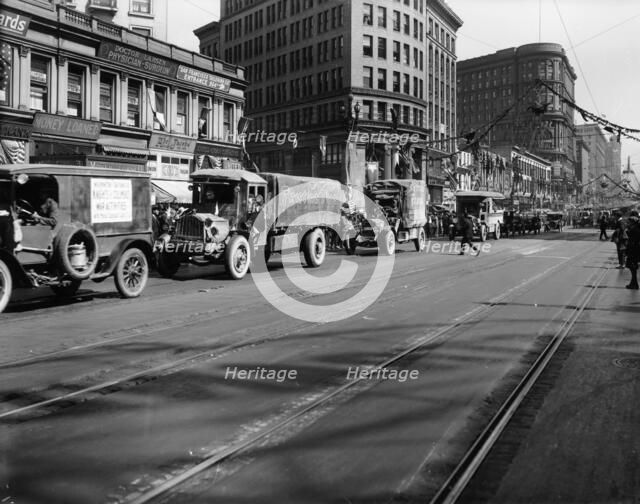 Trucks in Market Street, San Francisco, USA, c1922. Artist: Unknown
