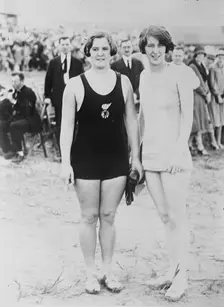 Trudy Ederle & sister, between c1915 and c1920. Creator: Bain News Service