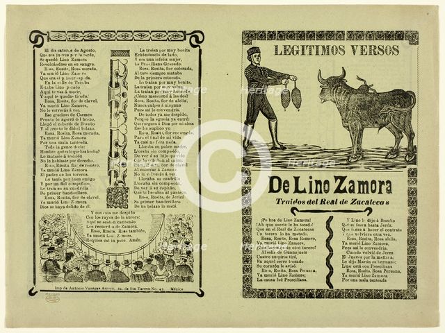 True Verses about Lino Zamora, 1911. Creator: José Guadalupe Posada.