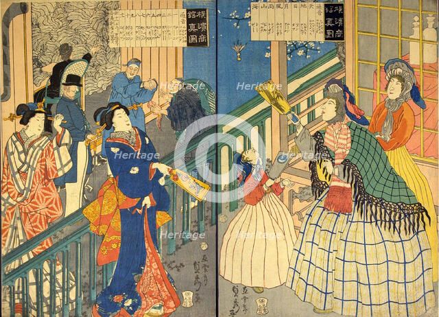 True View of a Yokohama Mercantile House (Yokohama shokan shinzu), 1861. Creator: Sadahide Utagawa.