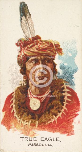 True Eagle, Missouria, from the American Indian Chiefs series (N2) for Allen & Ginter Ciga..., 1888. Creator: Allen & Ginter.