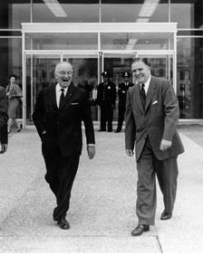 Truman and Webb at NASA Headquarters, 1961. Creator: NASA